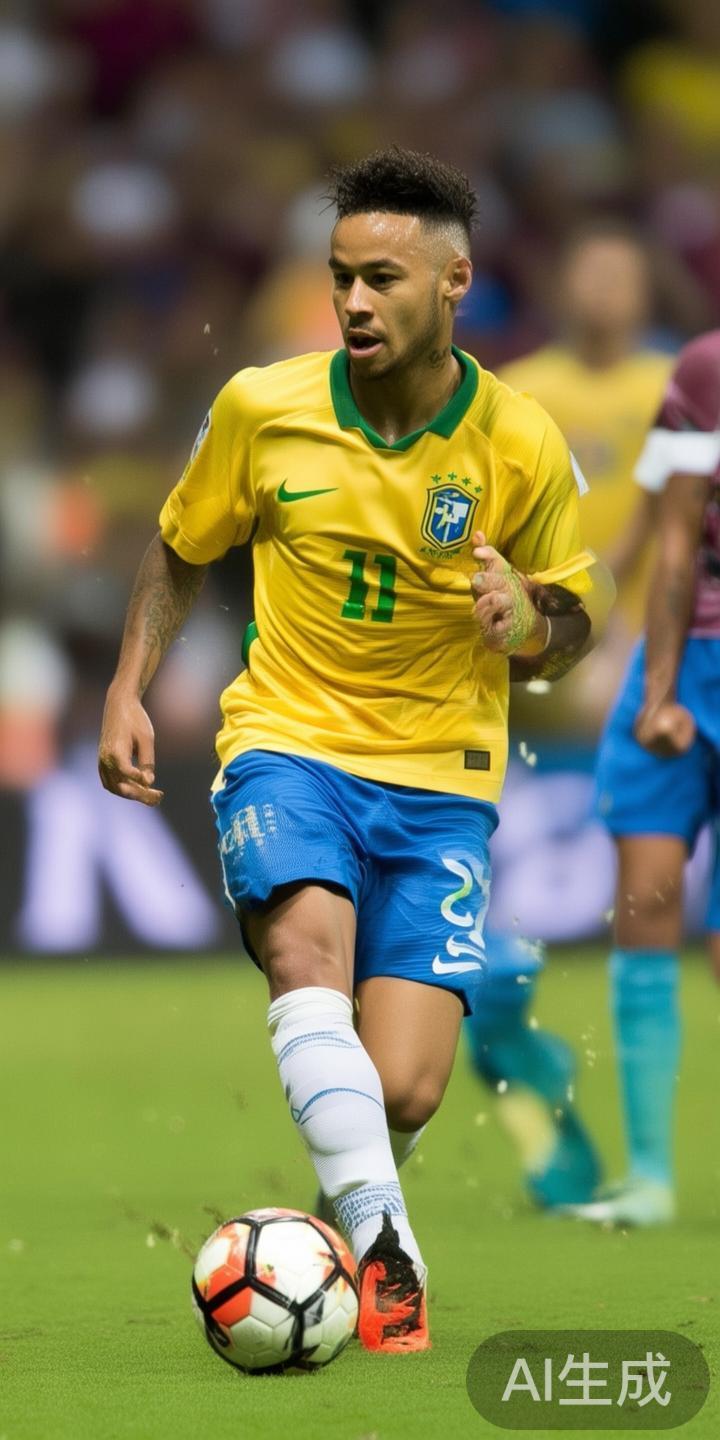 在场上，内马尔的技术动作丰富多样，从精准的长传到华